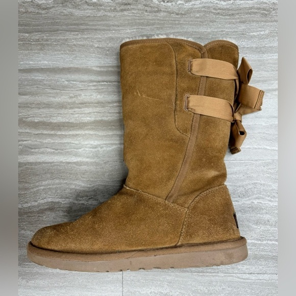 Ugg Allegra Double Bow Chestnut Shearling Mid Boots Womens Size 6 - Picture 6 of 14